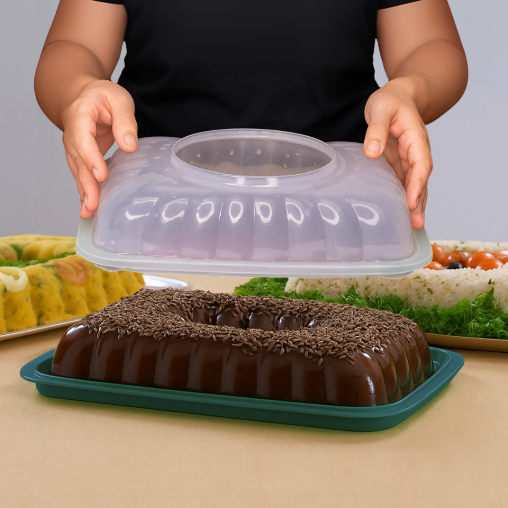 Tupperware Mágica Retangular Verde Mistério 2,5L | Forma Gomada para Pudim Cuscuz Gelatina Maionese