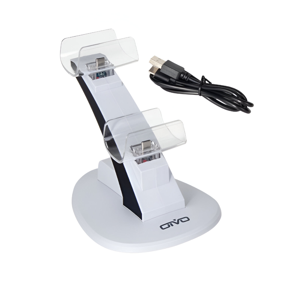 Base Dock Carregador (BRANCO) Ps5 Controle DualSense Duplo Playstation 5 Video Game PC Gamer