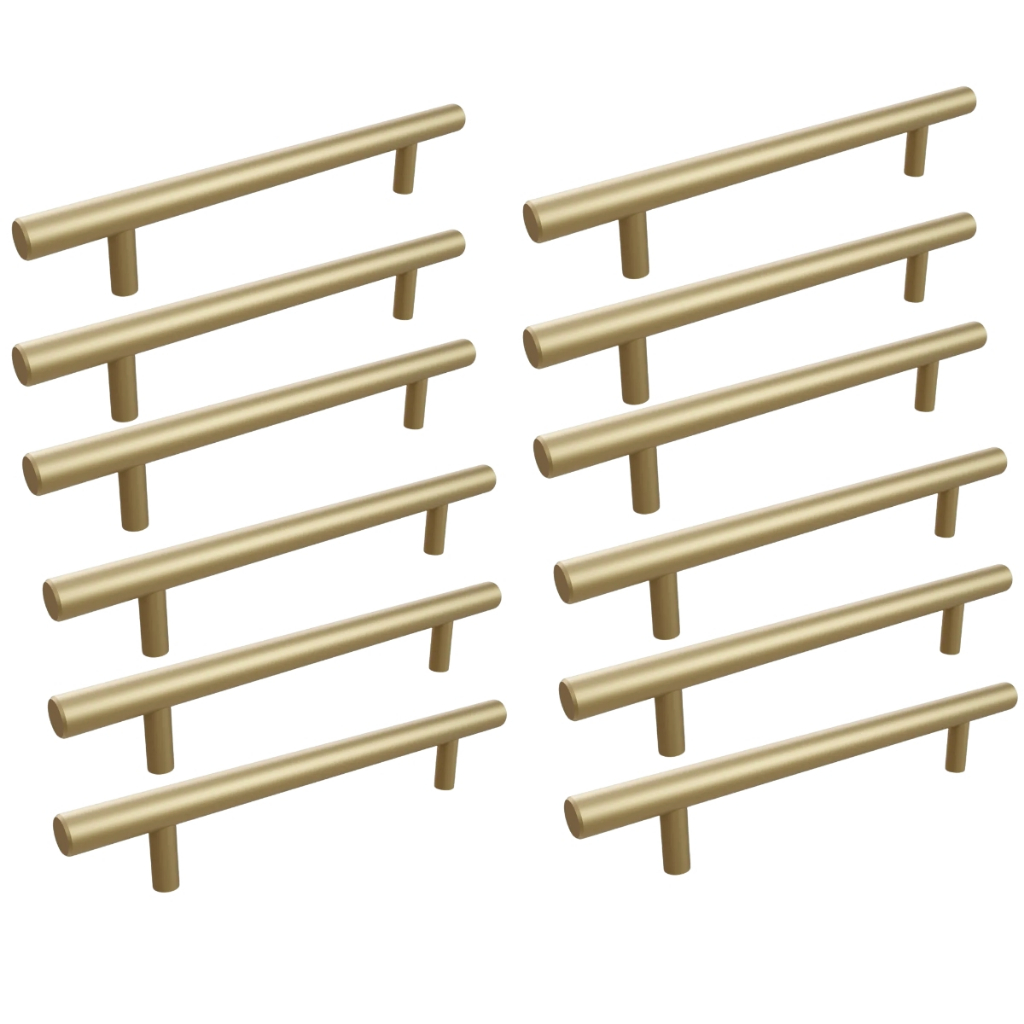 Kit de Puxadores Haste Redonda em Aço Inox Dourado para Gavetas de Móveis em Oferta na Shopee