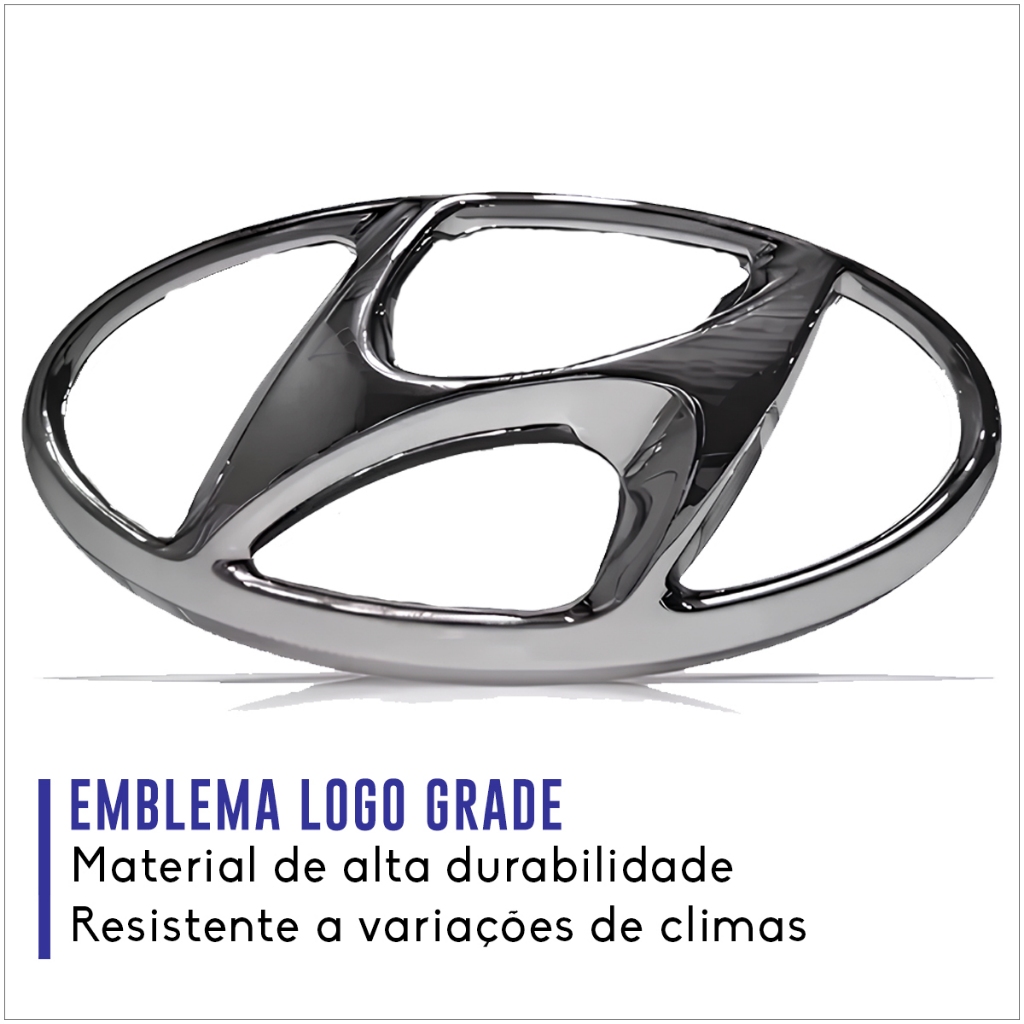 Emblema Cromado Grade Dianteiro Radiador HB20 Hatch Sedan 2012 a 2019