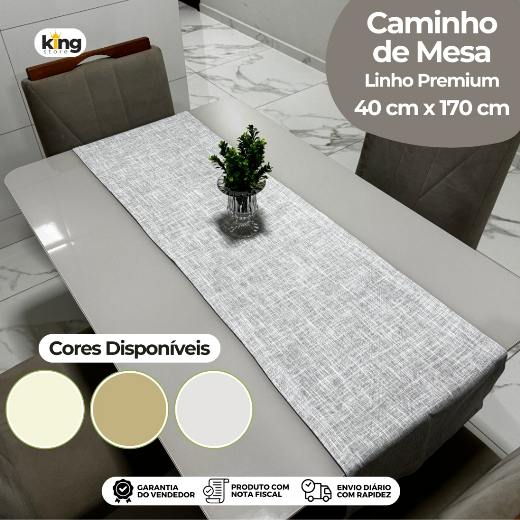 Caminho de Mesa Linho Premium Decoração & Luxo para sua Mesa Bainha Larga Tamanho 40 Cm X 170 cm em Oferta na Shopee