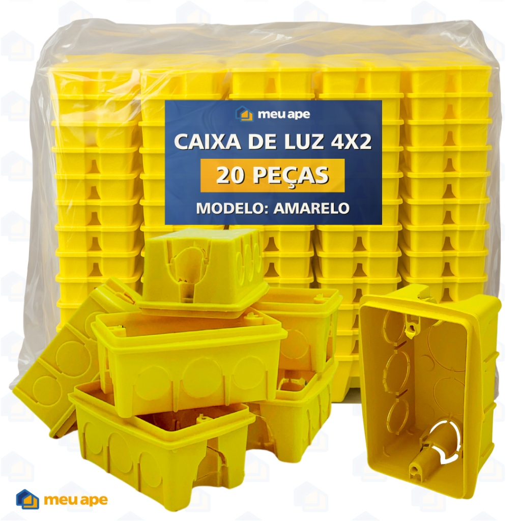 20 Caixa de Luz 4x2 Reforçada P/ Tomada Interruptor Embutir Amarelo em Oferta na Shopee