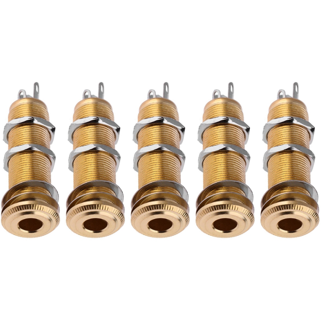 05 Jack Conector P10 Estéreo Cilíndrico Para Contra Baixo Guitarra