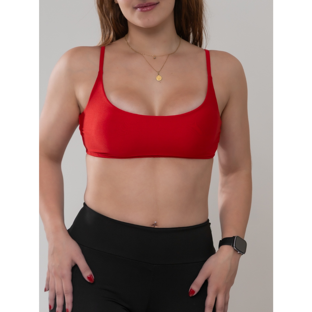 Top Alça Fina Alta Sustentação com Bojo Removível em Oferta na Shopee