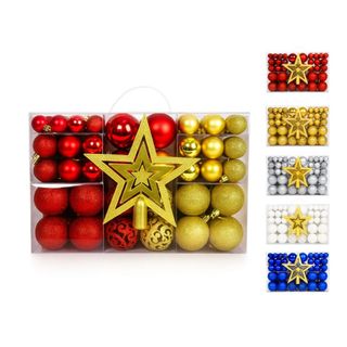 Kit 60/100 Bolas de Natal Mista Lisas Glitter Decoração Enfeite Árvore de Natal com Ponteira LuvinCo