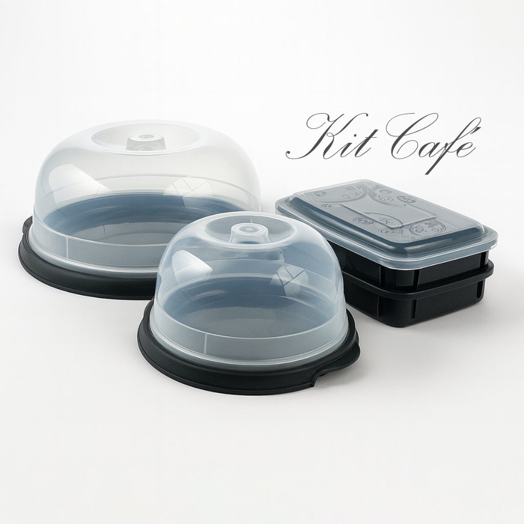 Kit Boleira + Queijeira + Porta Frios Plástico Kit Mantimento Para Café