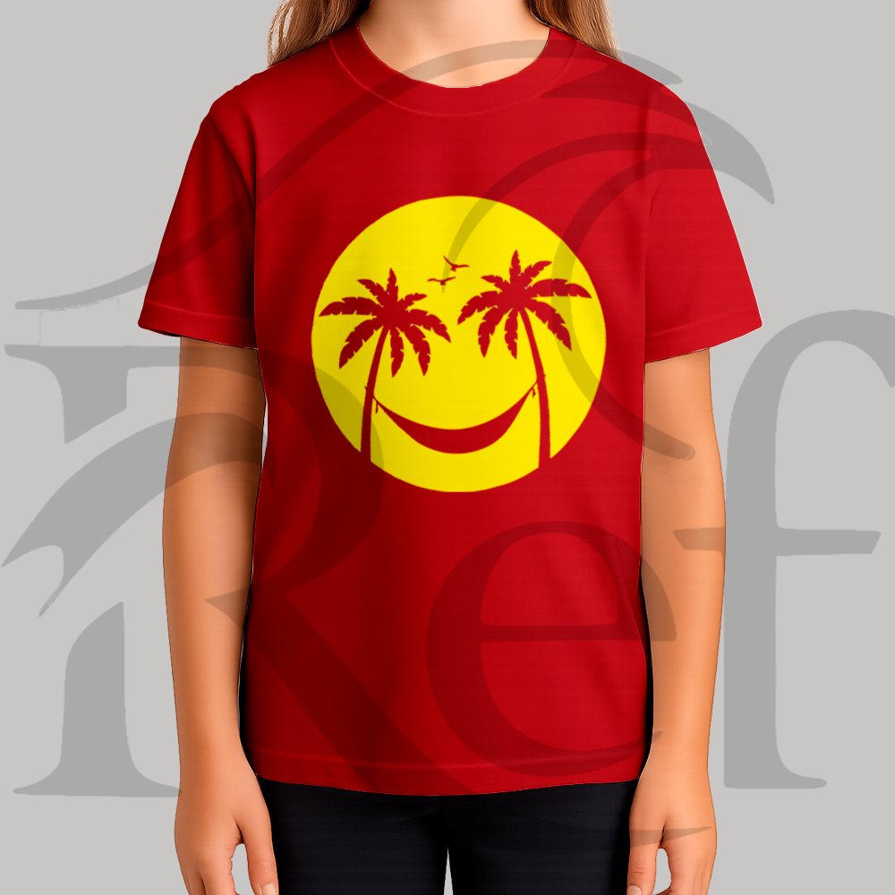Camiseta Camisa Infantil Feminina Streetwear Smile Olhos Palmeira Malha Penteada Algodão Premium