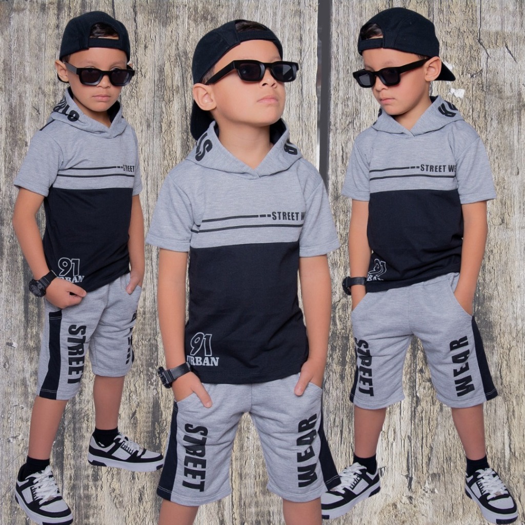 Conjunto Infantil Juvenil Masculino Roupa de Menino Kit Blusa e Bermuda Verão Lançamento top em Oferta na Shopee
