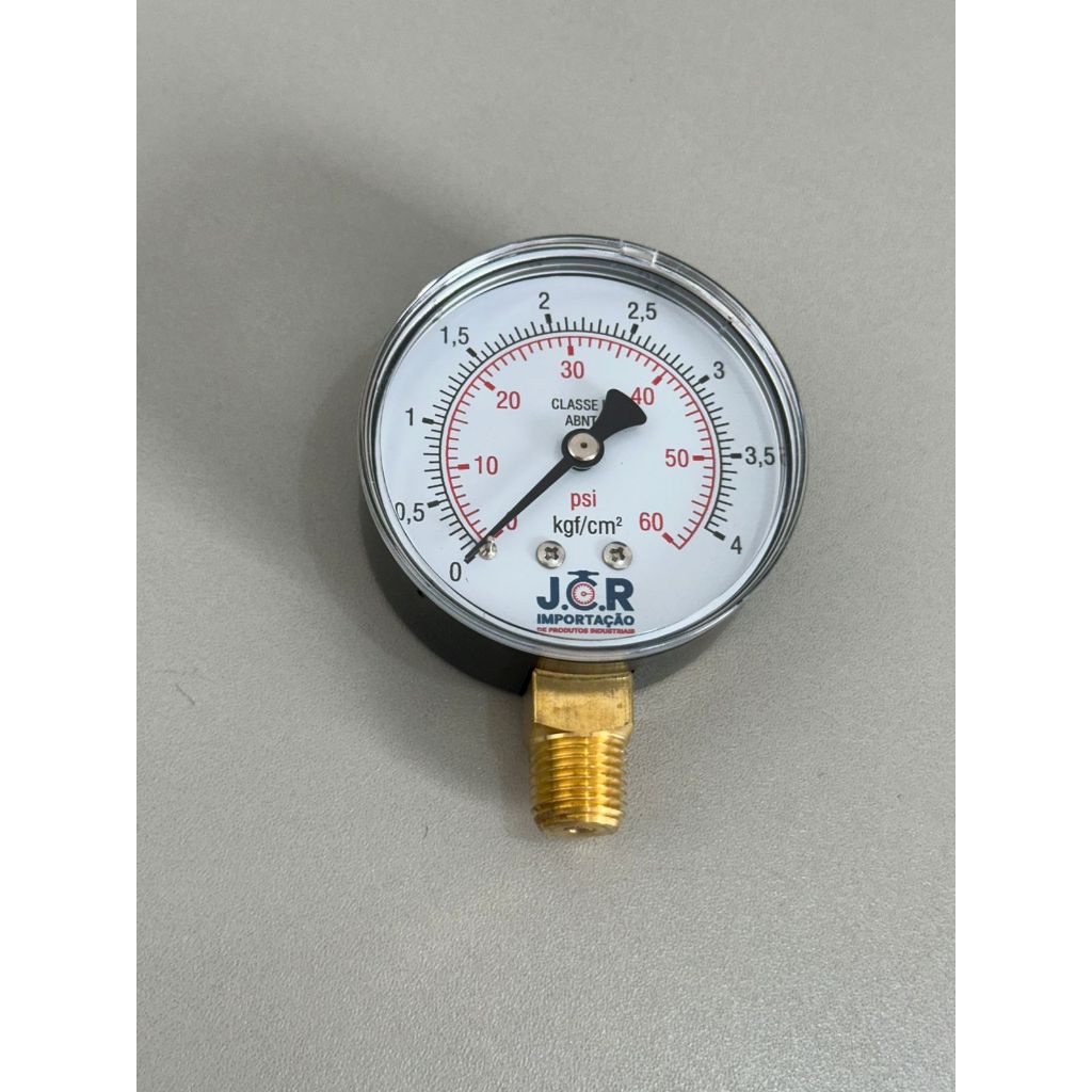 Manômetro Analógico Vertical JCR 63MM 0 A 4 KGF/CM2 X 60PSI AÇO CARBONO