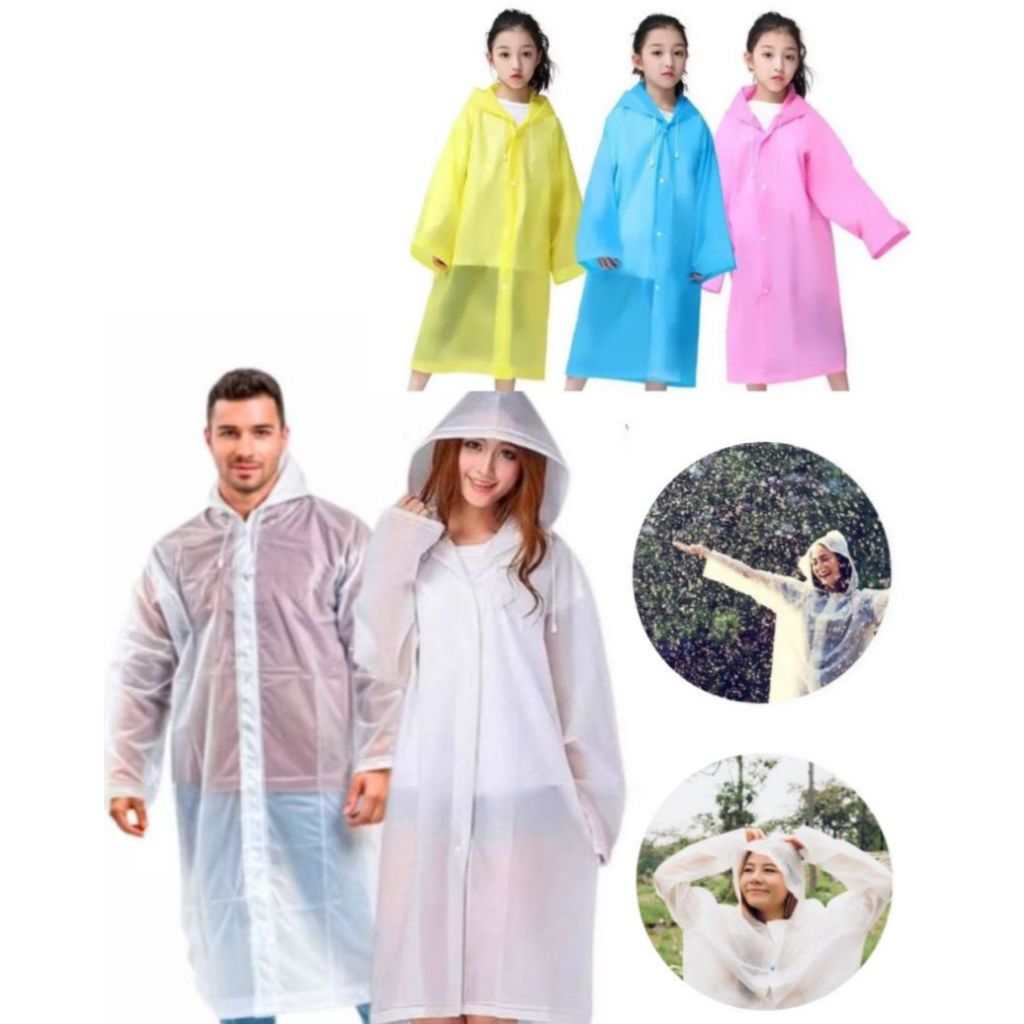 Capa de chuva resistente e durável para crianças e adultos - 6 cores diferentes
