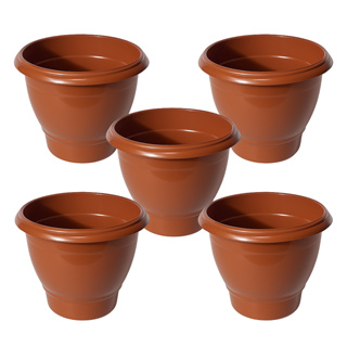 Kit 5 Vasos Redondos 5,5L Terracota Preto Jardim Plantas Suculentas e Decoração em Oferta na Shopee