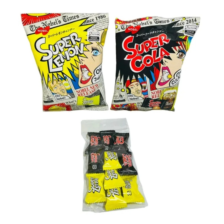 Mix c/10 balas (5 Super Lemon + 5 Super Cola) do Japão importado Candy japonesa Nobel azedas azedinhas limão