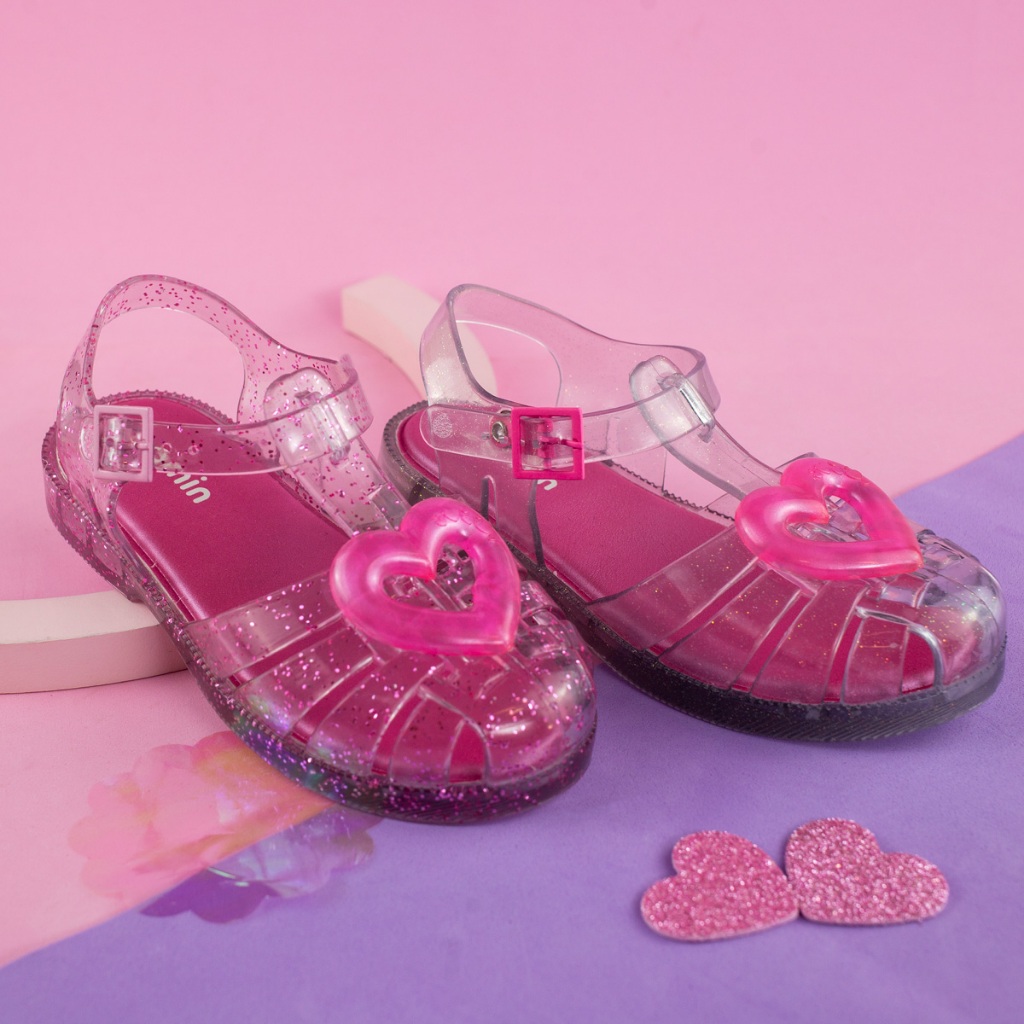 Sandália Aranha Infantil Menina Coração Glitter Delicada Confortável Antiderrapante Camin Promoção em Oferta na Shopee