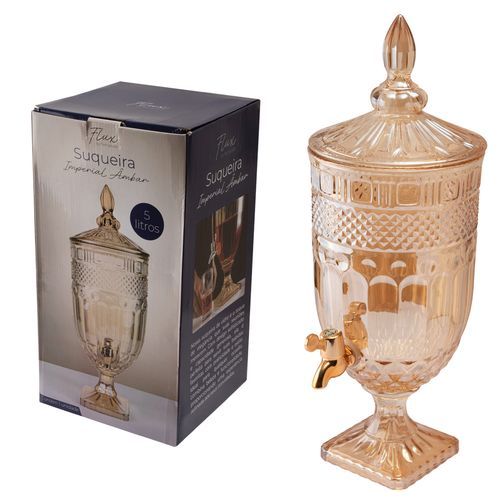 Suqueira Dispenser Vidro 5 litros 3,2 litros com torneira mesa posta coquetel drink