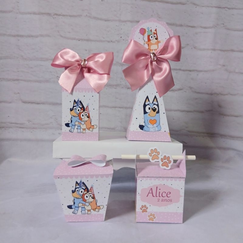 kit Festa Bluey Rosa| Lembrancinha Personalizada| Festa Infantil| Aniversário| Já Vai Semi Montada