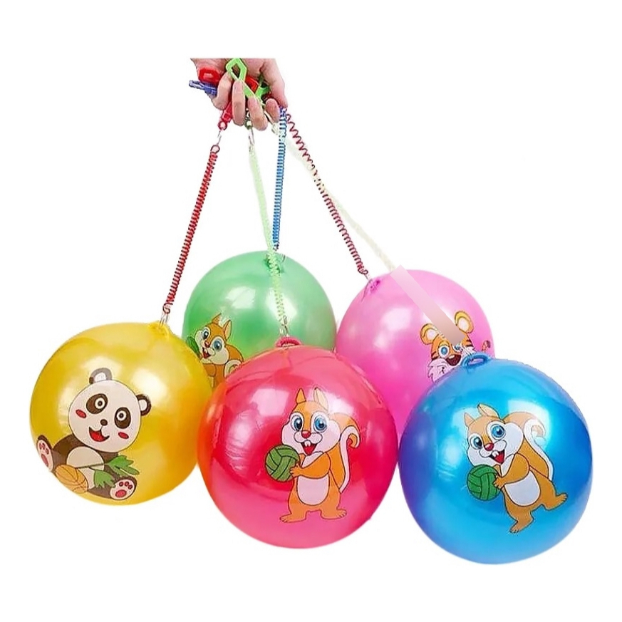 Kit 15 Bola De Vinil Com Cordão Mola 23cm Chaveiro Brinquedo