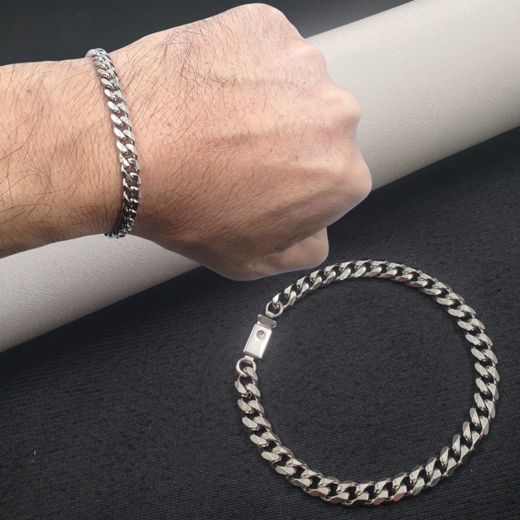 Pulseira Aço Inoxidável Grumet Chanfrada 6mm Escolha O Tamanho Pulseira Masculina