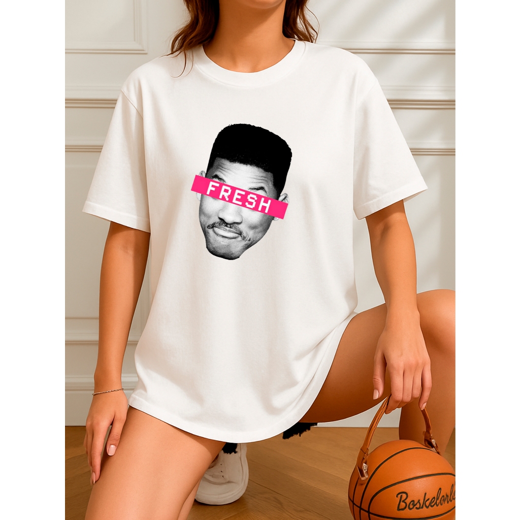 Camiseta Oversized Feminina Estampada 100% Algodão Camisetão Academia Treino Fresh Will Smith