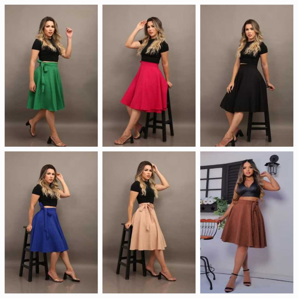 Saia Godê Midi Envelope Forrada – Look Evangélico Feminino Sofisticado