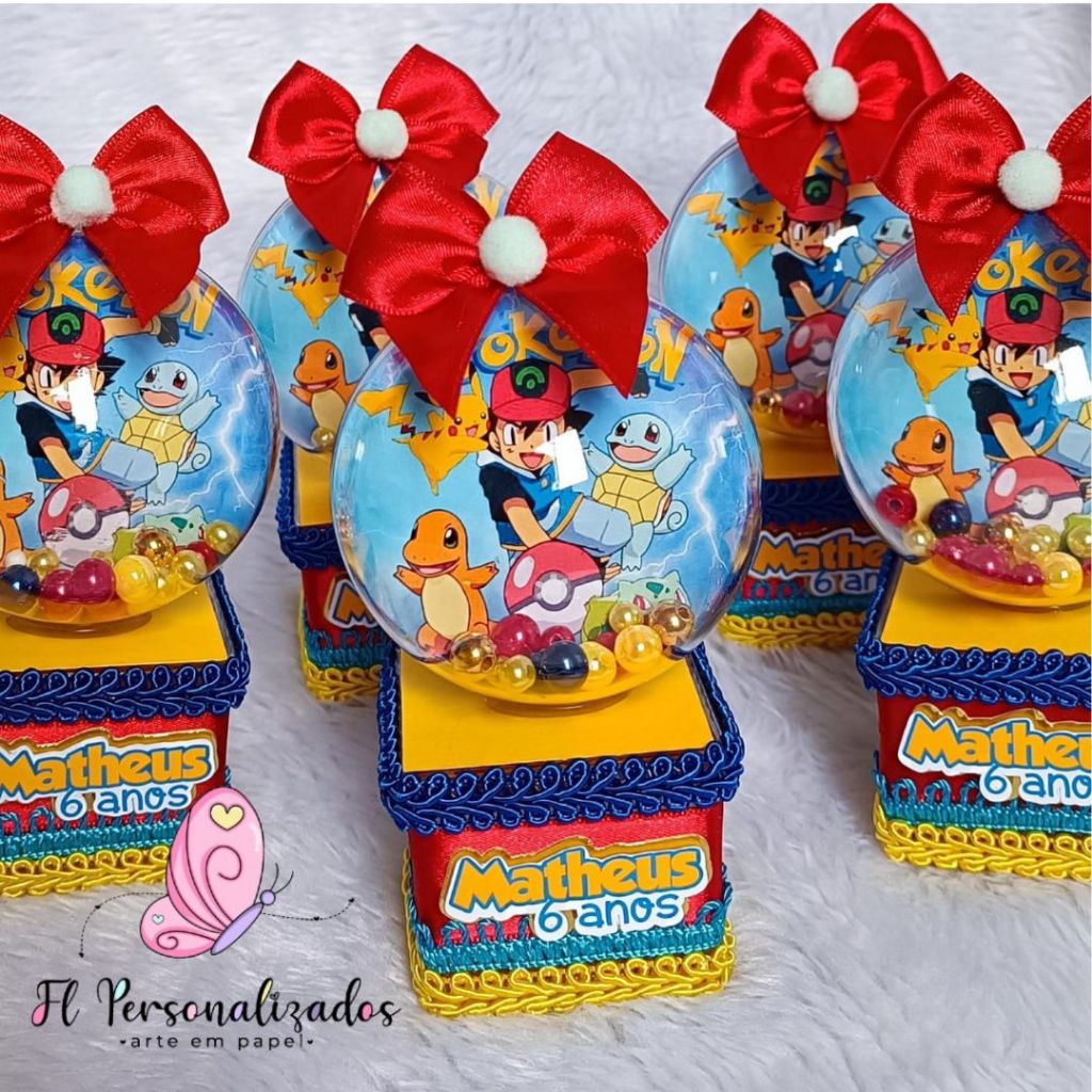 Caixa acrílica 5x5 Personalizada Pokémon - Lembrancinha Pokémon - Caixinha Pikachu - Personalizado Luxo