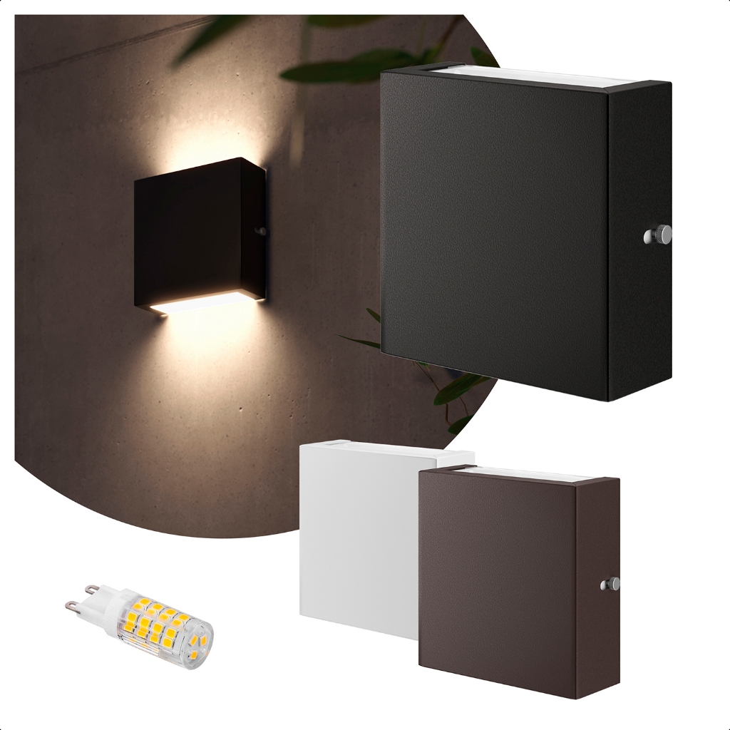 Kit 4 Arandela Slim 2 Fachos com Lâmpada LED 5w - Alumínio Vidro Externa Muro Parede -T&T Iluminação