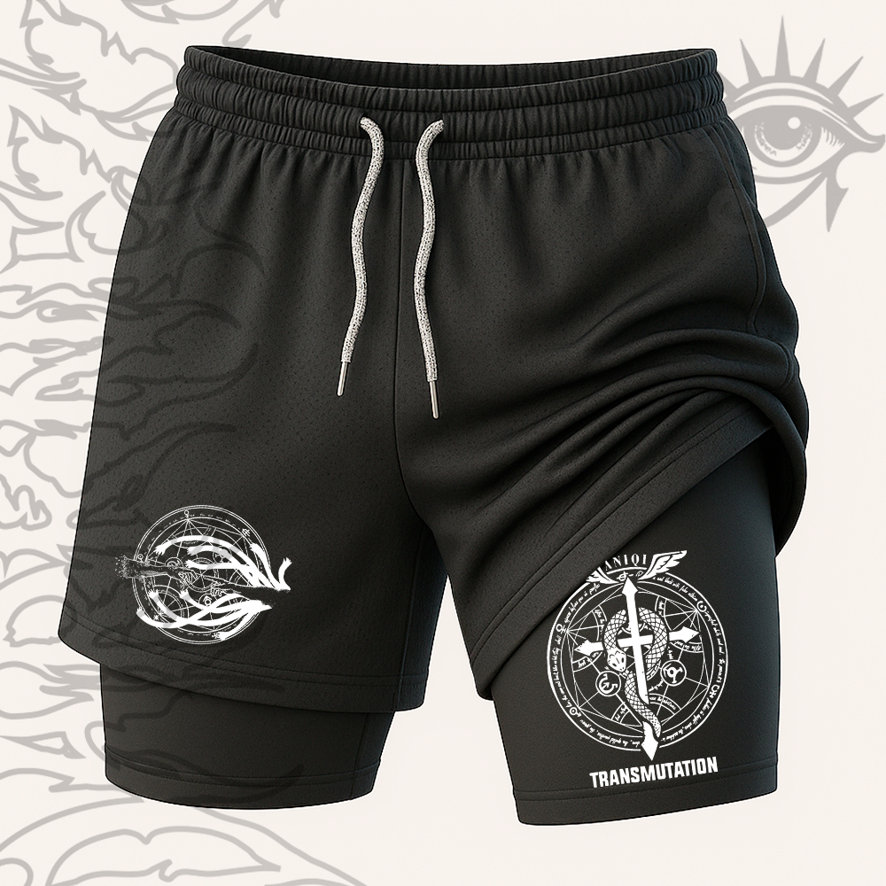 Short Compressao 2 em 1 Fitness Fullmetal Alchemis Brotherhood Anime Gym Treino -Darknezz em Oferta na Shopee