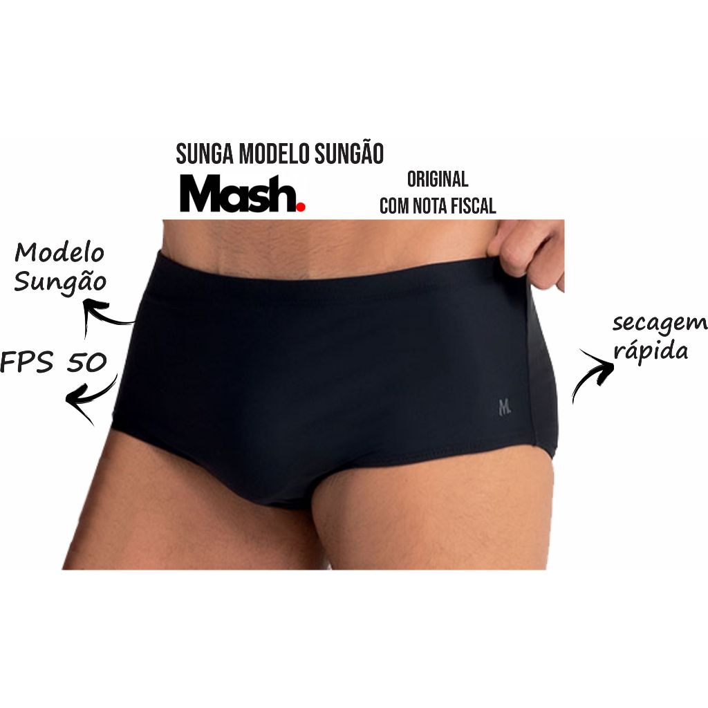 Sungão Mash Sunga lisa com bordado praia piscina natação