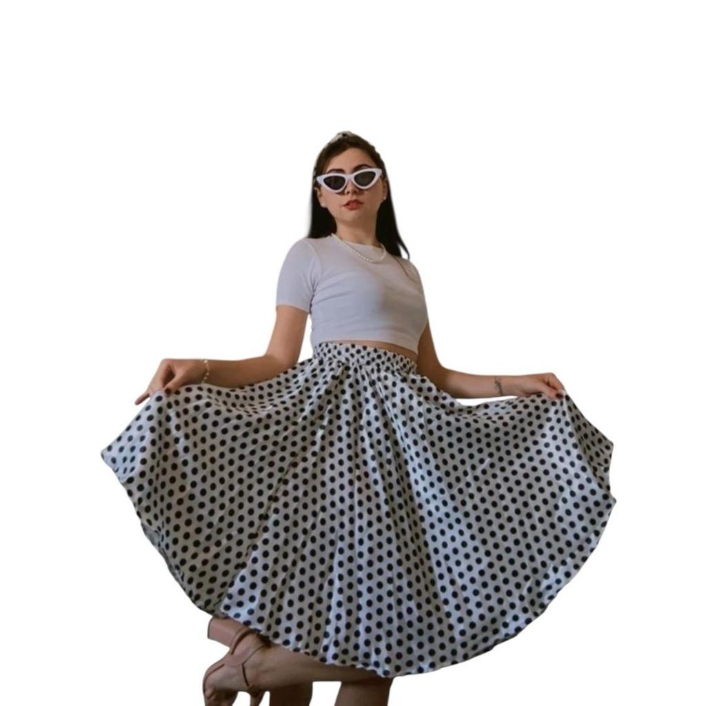 kit Saia Bolinha Mid Godê Rodada Anos 60 Feminina Poá Modesta em Oferta na Shopee