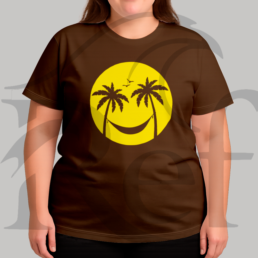 Camiseta Camisa Plus Size Feminina Streetwear Smile Olhos Palmeira Malha Penteada Algodão Premium