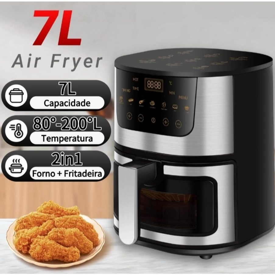 Air Fryer 7L / Forno Elétrico 3 em 1 Fritadeira Elétrica Air Fryer Botão Air Fryer Mondial 110V 220v