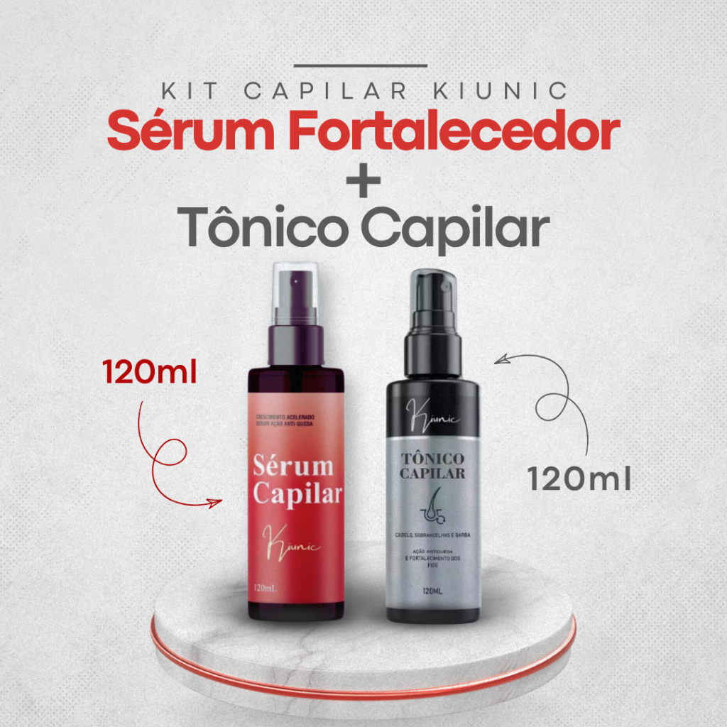 Kit Sérum e Tônico Cresce Mais Rápido Cabelo Barba e Sobrancelha Kiunic em Oferta na Shopee