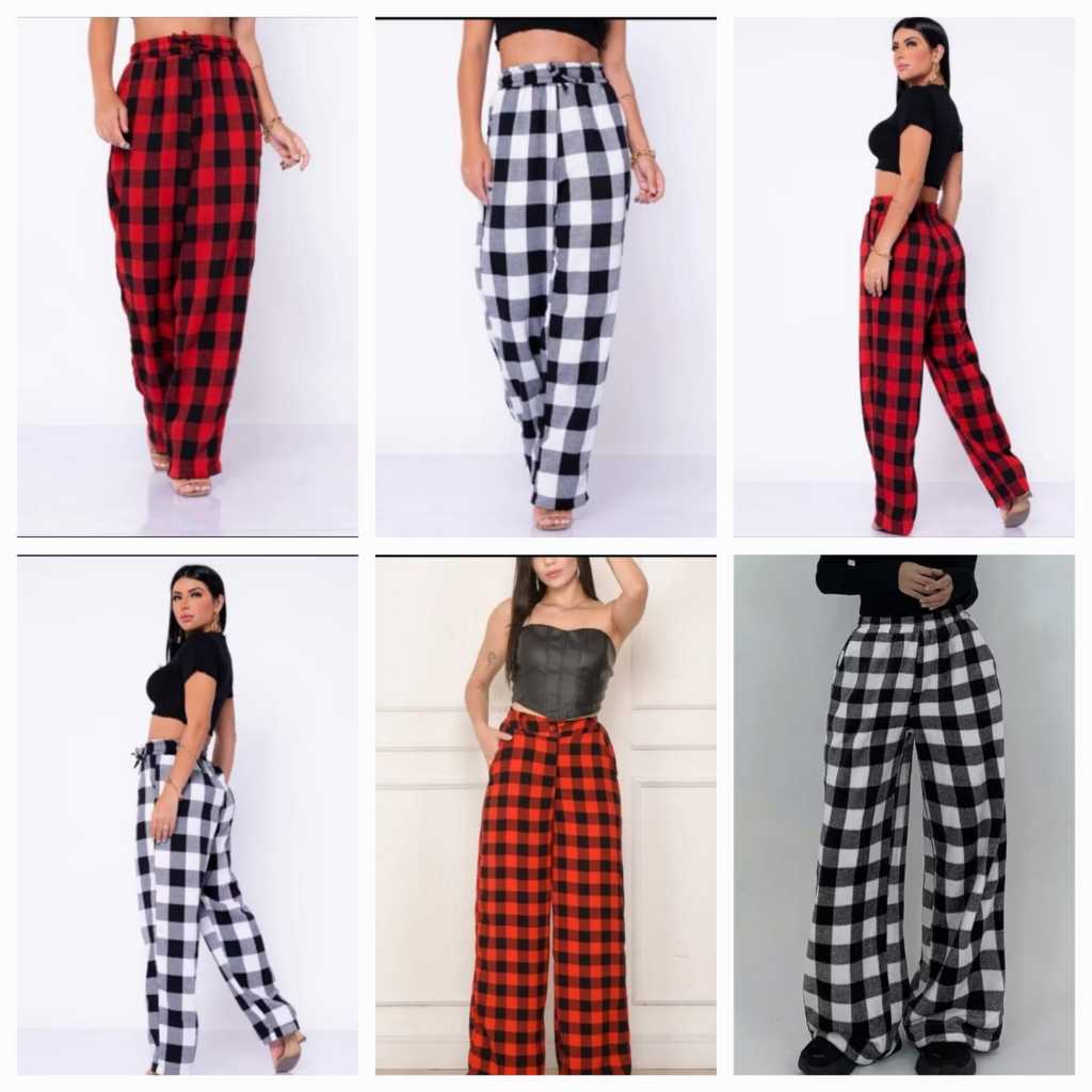 Calça Pantalona Xadrez Flanelada Feminina ✨ Elegância e Conforto nos Dias Frios