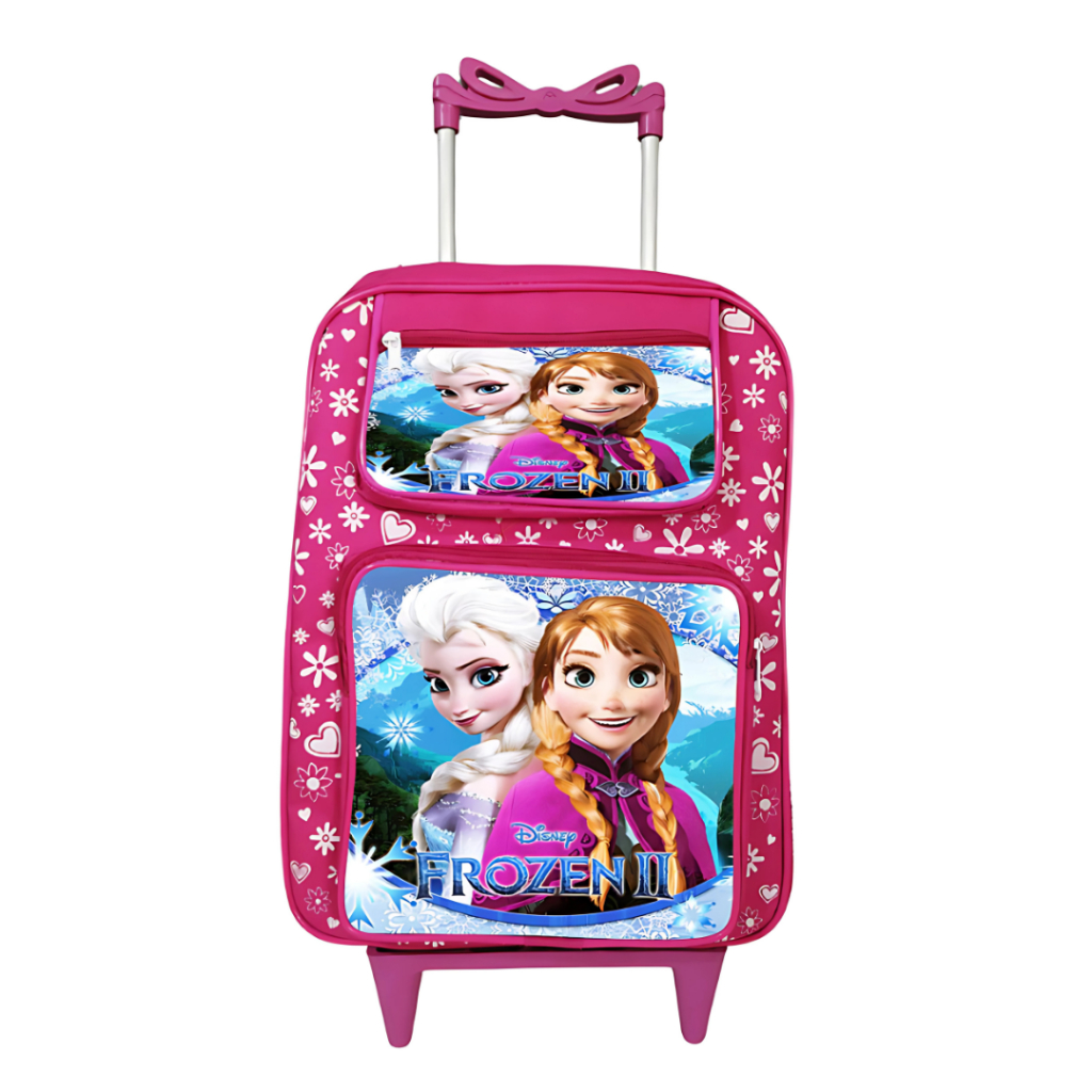 Kit Mochila Rodinha e Estojo Infantil Escolar Feminina Menina Personagem Frozen
