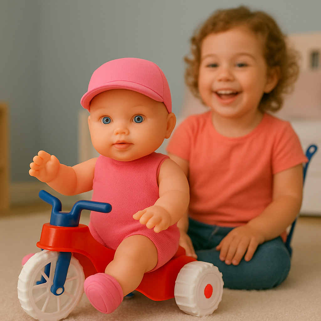 Boneca Menina Com Motoca Bebê Pequena Reborn Promoção