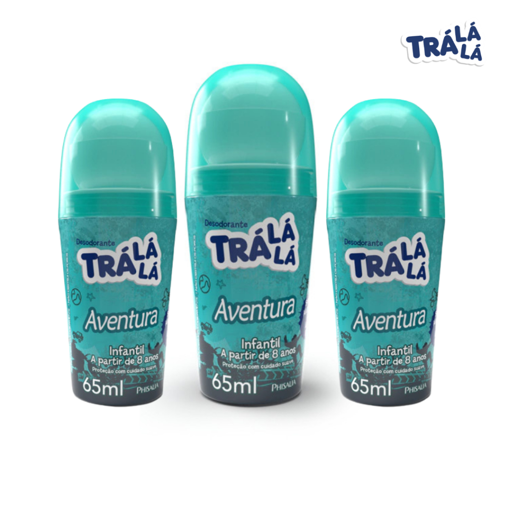 Kit 3 Desodorantes Roll-on Trá Lá Lá Kids - Aventura (65mL) em Oferta na Shopee