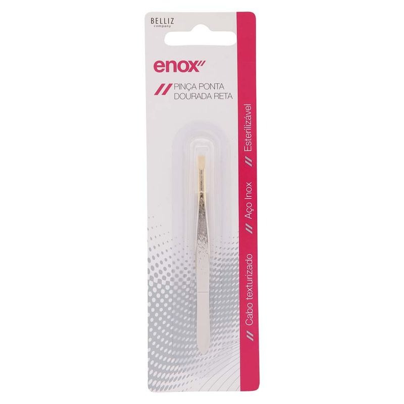Pinça Profissional Silver Gold Enox  - Ponta Reta