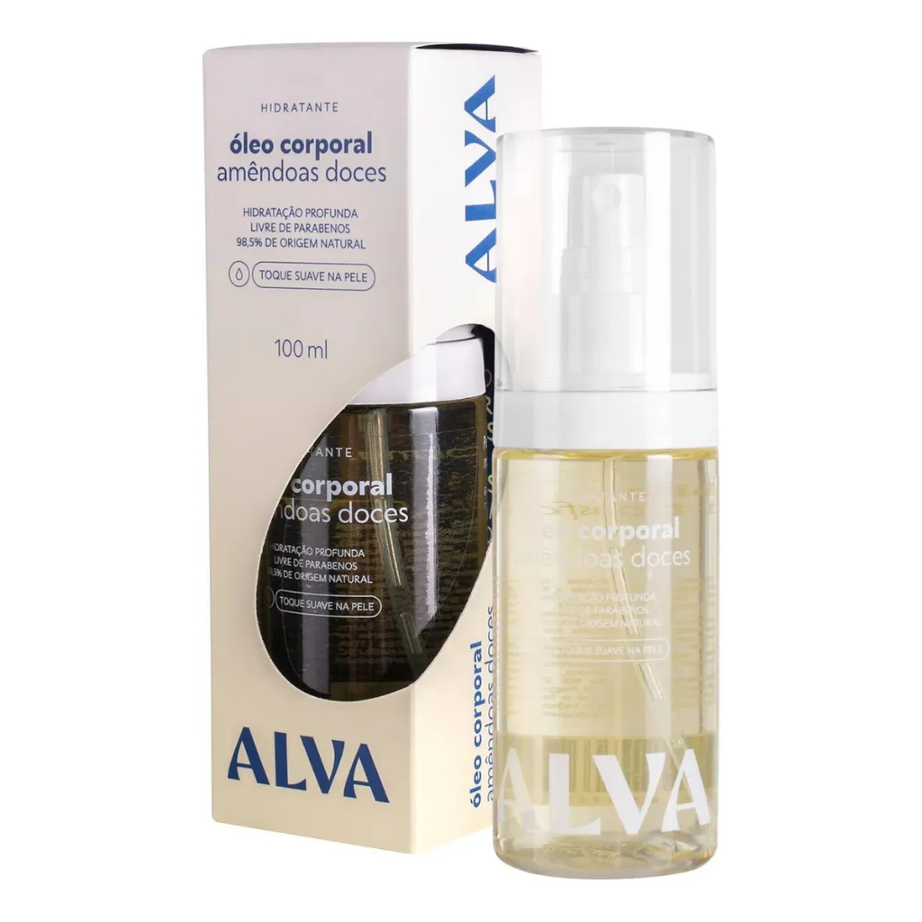 Óleo Corporal Hidratante Natural De Amêndoas Doces Alva 100ml