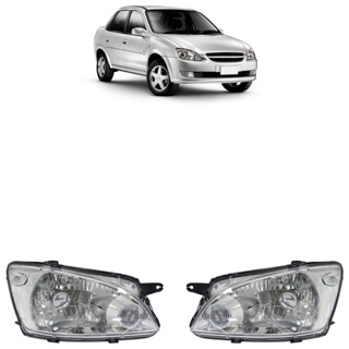 Par Farol Dianteiro Corsa Classic 2011 2012 2013 2014 A 2016 Máscara Cromada Foco Simples Lente Lisa em Oferta na Shopee