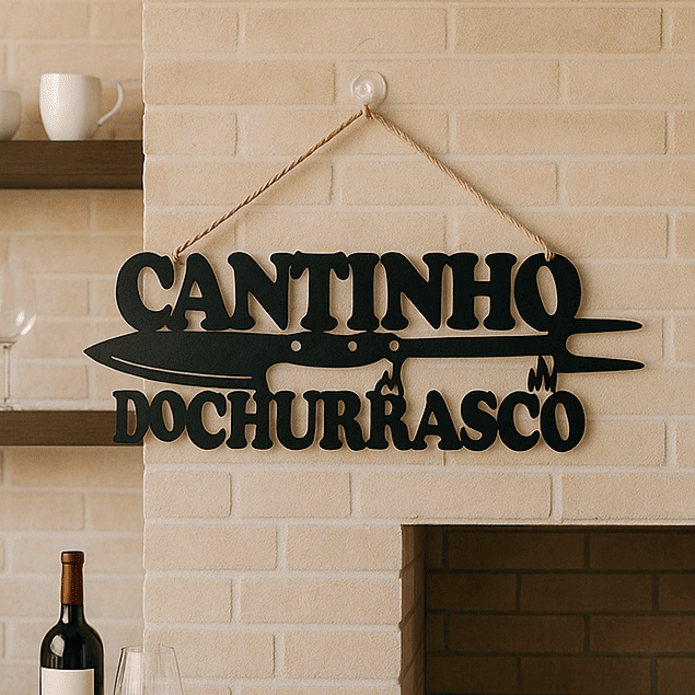 Placa Cantinho Do Churrasco Decorativa Parede 40x20cm Área Gourmet Churrasqueira Bar Decoração Casa