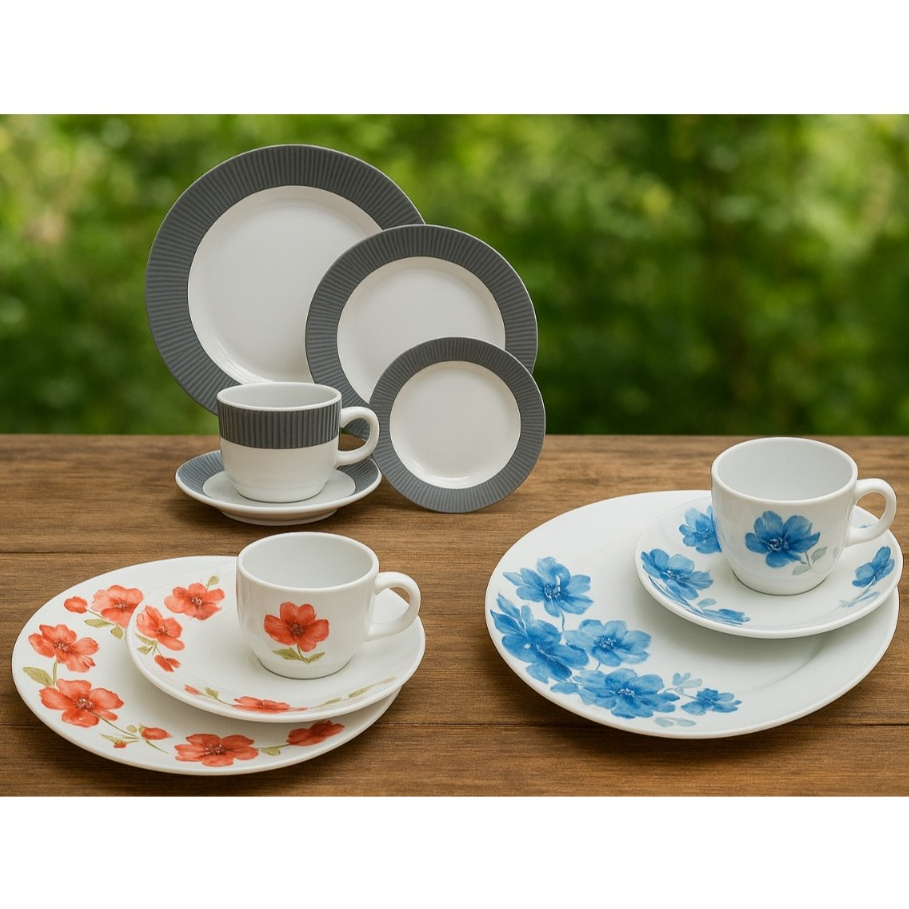 Aparelho de Jantar 20 Peças Haüskraft e Essence Florido Lindo Opal Serena