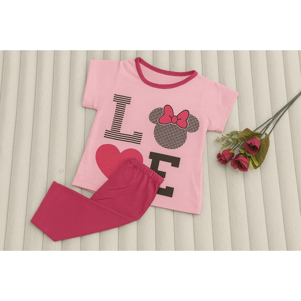 Conjunto Bebê Menina Minnie 3 a 9 Meses Camiseta e Calça Roupinha Infantil Super Fofa e Estilosa