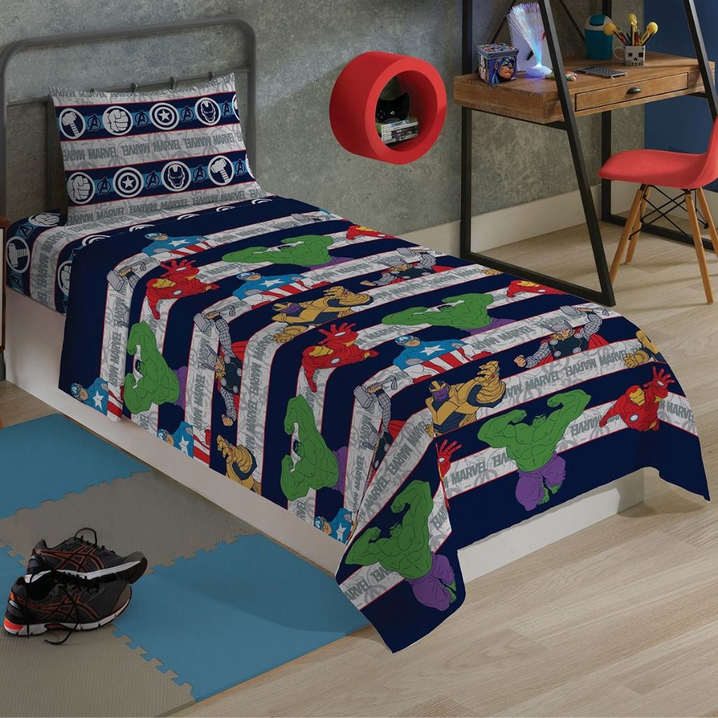 Jogo De Cama Infantil 2 Peças Avengers Os Vingadores 150 Fios Original Lepper