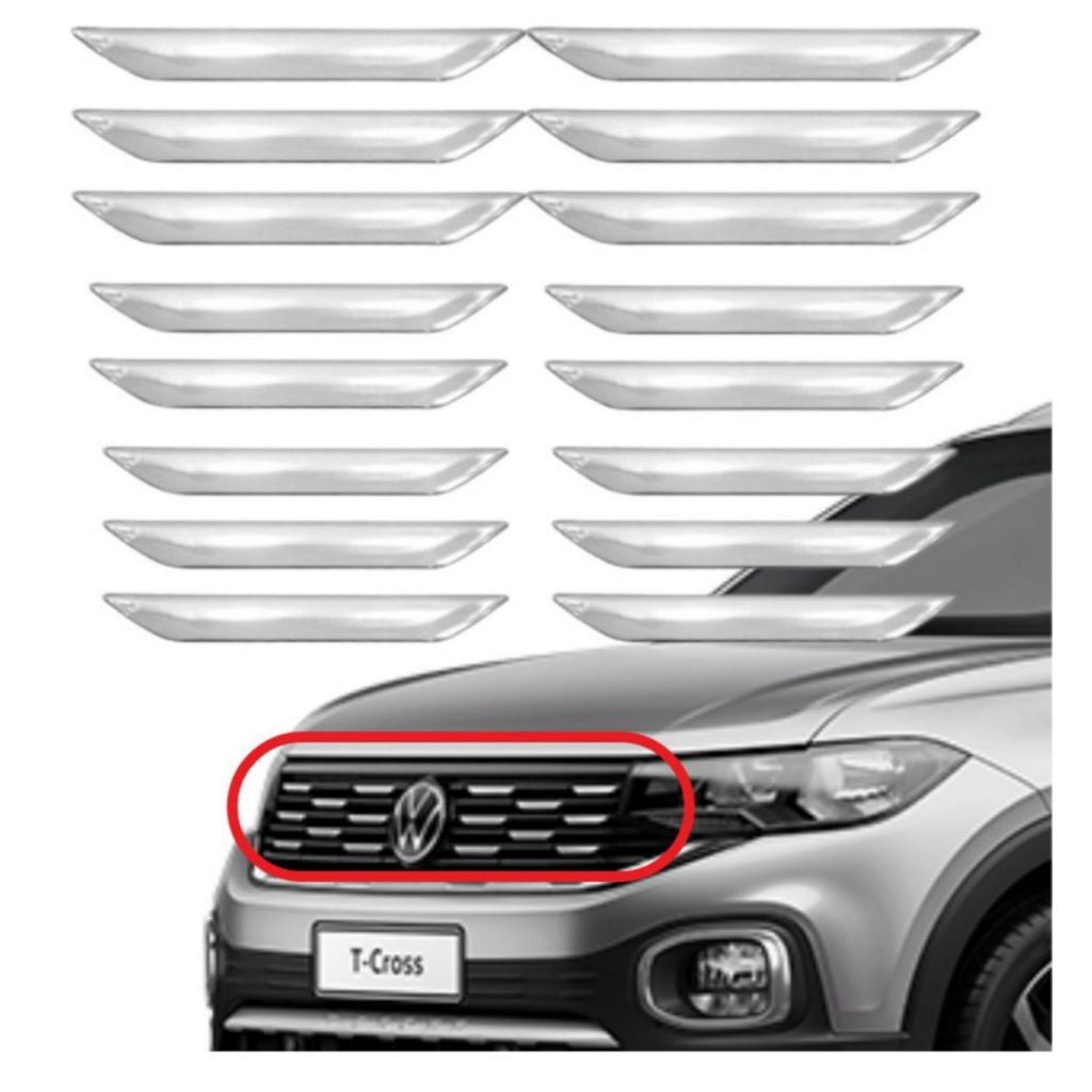 Friso Aplique Cromado Grade Colmeia Vw T-cross 2019 2020 2021 2022 2023 2024 em Oferta na Shopee