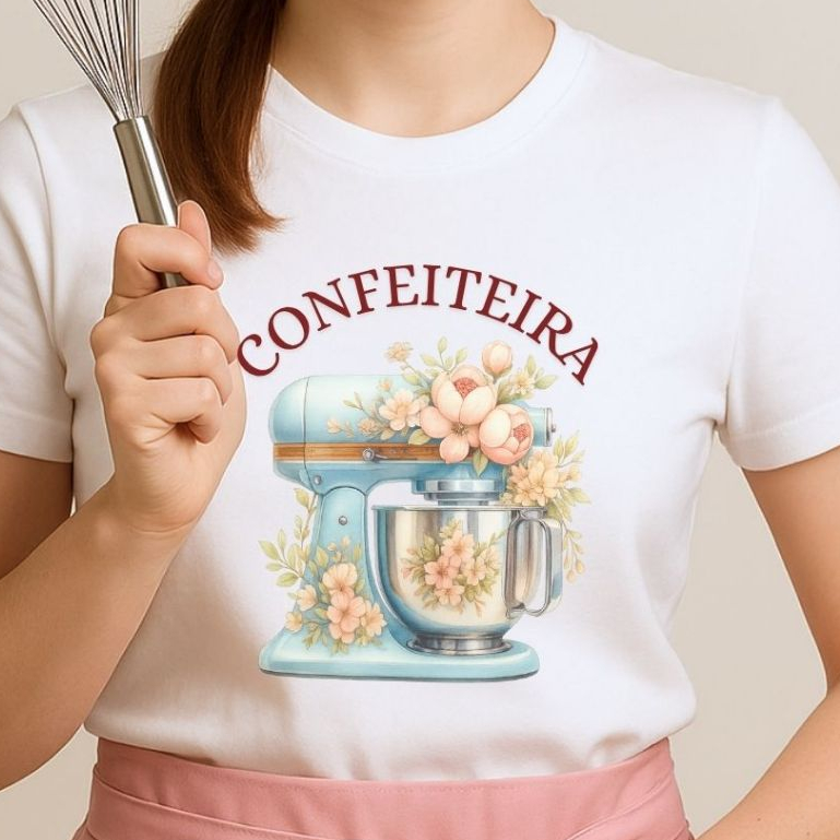 Camiseta Feminina Blusa Confeiteira | Estampas Doces e Frases Engraçadas | Profissão Confeitaria em Oferta na Shopee