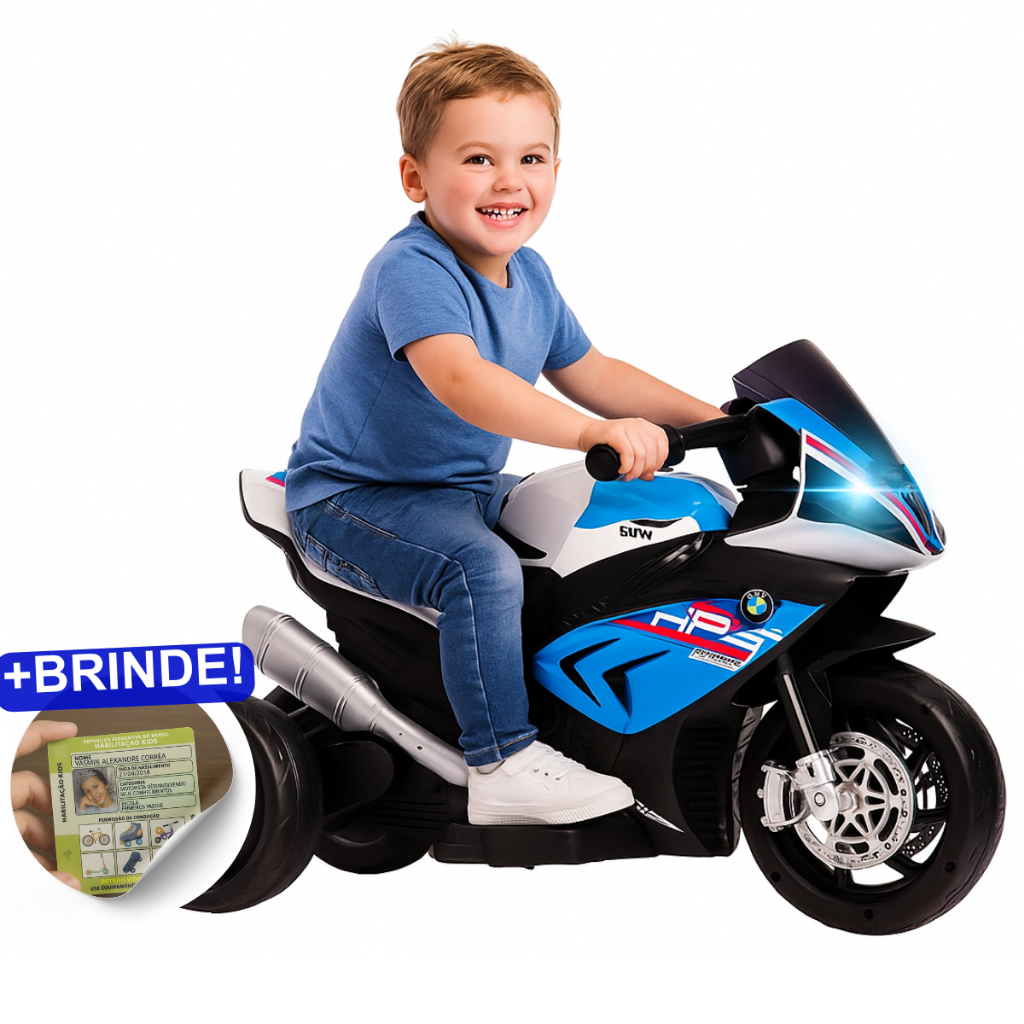 Mini Moto Elétrica Infantil 6V Zippy Estilo BMW – Luz, Som, Suspensão e Carteirinha de Brinde