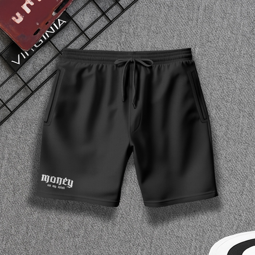 Bermuda Moletom Money Short Streetwear Hip Hop Rap com Bolso Atrás