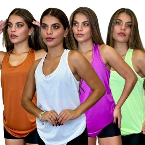 Kit 4 Regatas Femininas Dryfit Confortável para Academia e Lazer