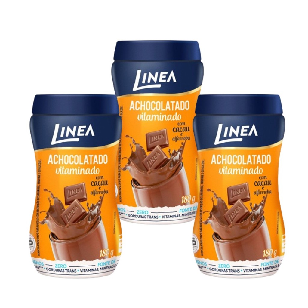 Kit 3 Achocolatado Diet  Com Cacau e Alfarroba 180g Linea