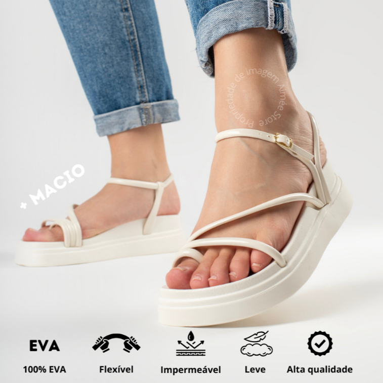Sandália Papete Birken Rasteira Feminina Chinelo EVA Confortável Leve Tira Tornozelo