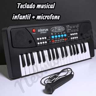 Teclado Eletrônico com Microfone Bigfun 37 Teclas Cor Preto Teclado Piano Infantil
